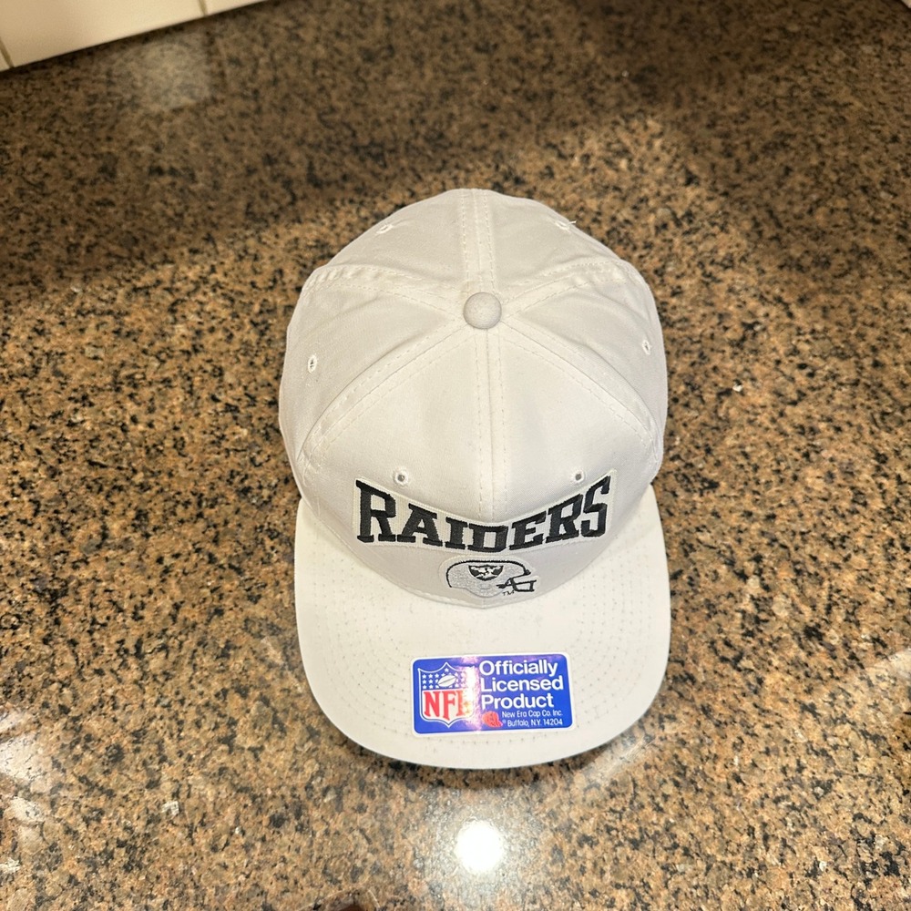 Raiders New Era Snapback Hat Vintage 1990s NFL White Korea Deadstock - Picture 6 of 8